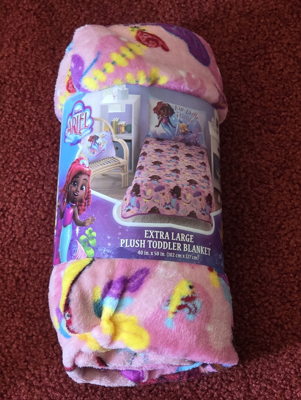 Disney Junior Ariel Plush Extra Large Toddler Blanket 40 In x 50 In Pink